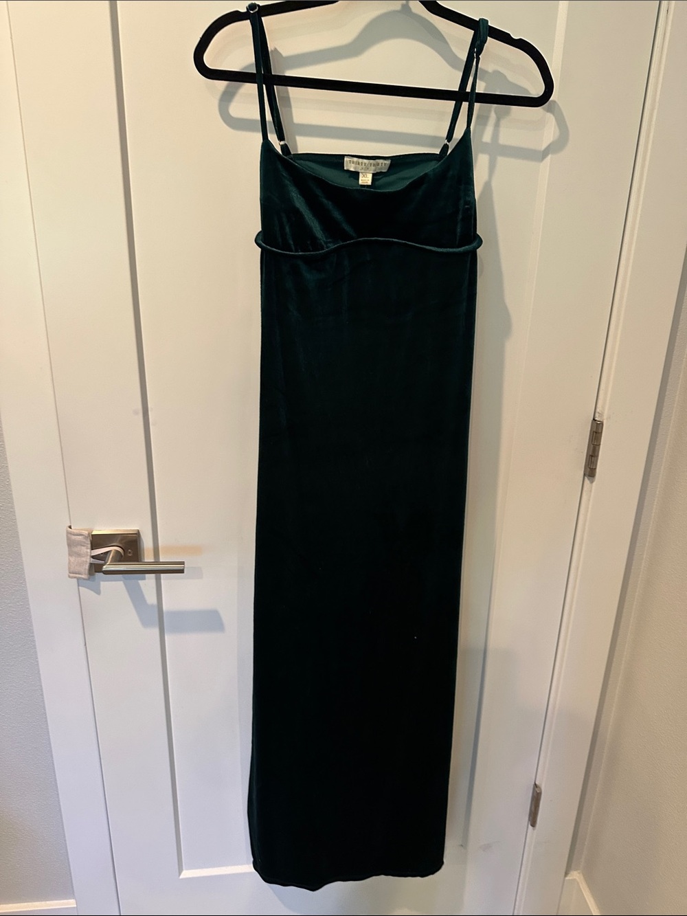 Dark Green Velvet Maxi Slip Dress with Delicate Straps